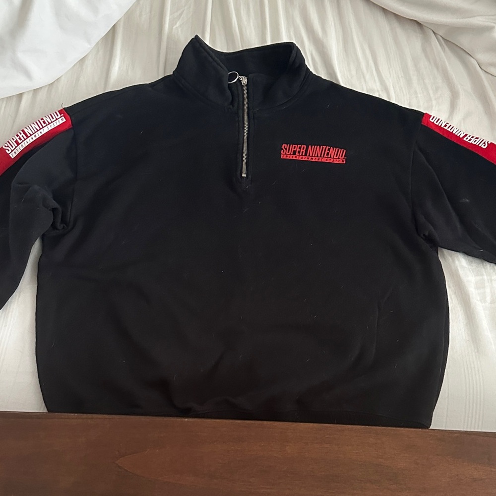 Nintendo Super Black and Red Zip-Up Sweater